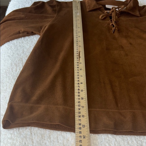 Vintage Liz Claiborne Lace-Up Top Brown Suede Look Y2K Style Size [X] - Picture 7 of 8